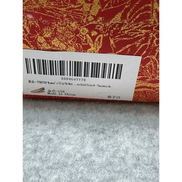 Women's Gold Metallic Round Toe Low Block Heel Pumps – Size 8 - Picture 7 of 7